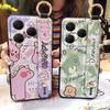 Wrist Strap Kickstand Phone Case For Tecno Spark20 Pro/KJ6 Durable Cute Silicone Anti-dust Back Cover Lanyard Soft Case