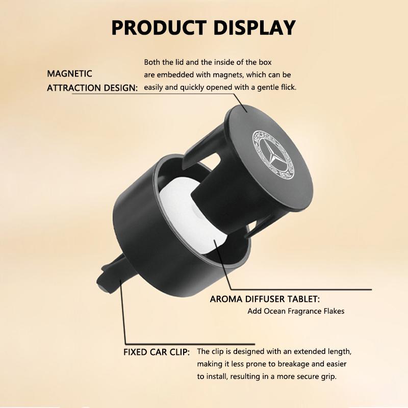 DUJF1 Car Logo Solid Freshener Air Purifier Air Vent Air Freshener Interior Accessories For Benz AMG VIANO GLB GLC W108 W124 W126 W169
