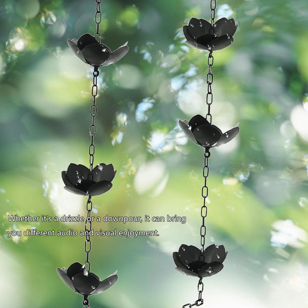 Rain Chain for Gutters with Adapter Flower Rain Chain Cups Gutter Downspout Water Home Display Adjustable