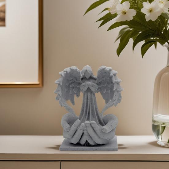 Guardian Angel Figurine 3D Printed Angel Statue Desktop Angel Ornament Handcrafted Irish Decor for Office Living Room