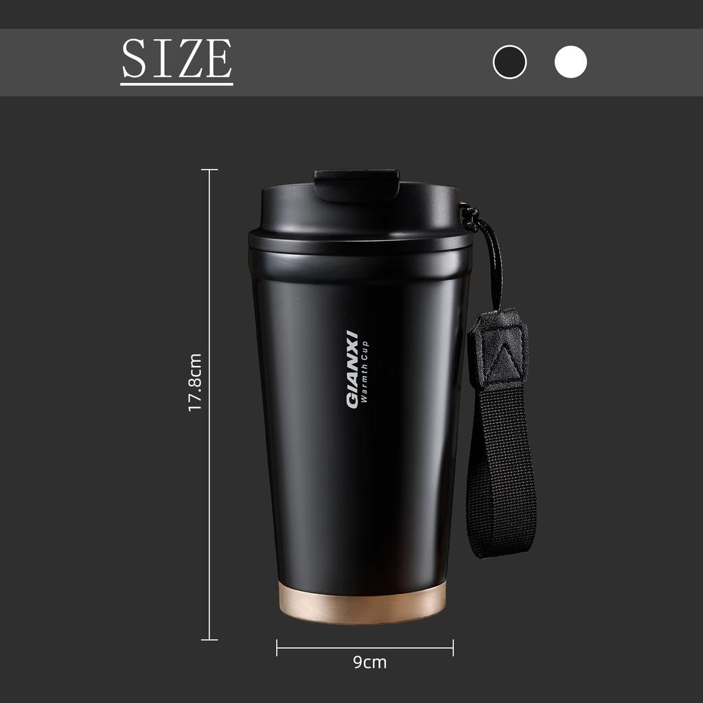 GIANXI Coffee Tumbler with Coffee Water Vacuum Stainless Easy to Easy to Black Lid, Cup, Bottle, 410ml, Cold/Hot, Simple, Insulated, Steel, Carry,