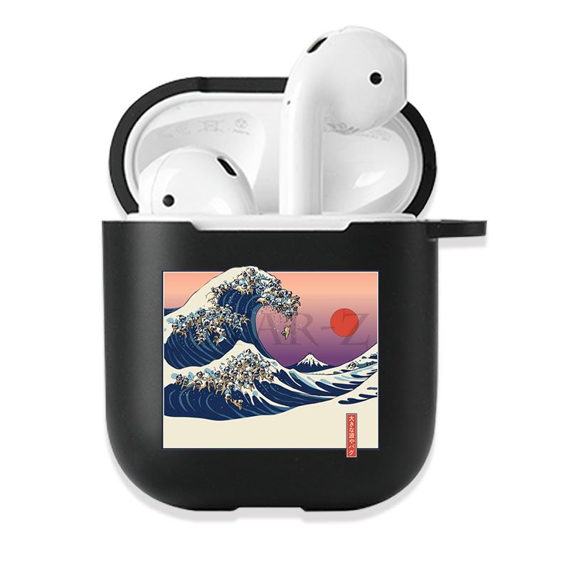 Мягкий черный силиконовый чехол для Apple Airpods Pro 3 2 1 The Great Wave of Kanagawa Bluetooth, беспроводные чехлы для наушников Airpod Cover