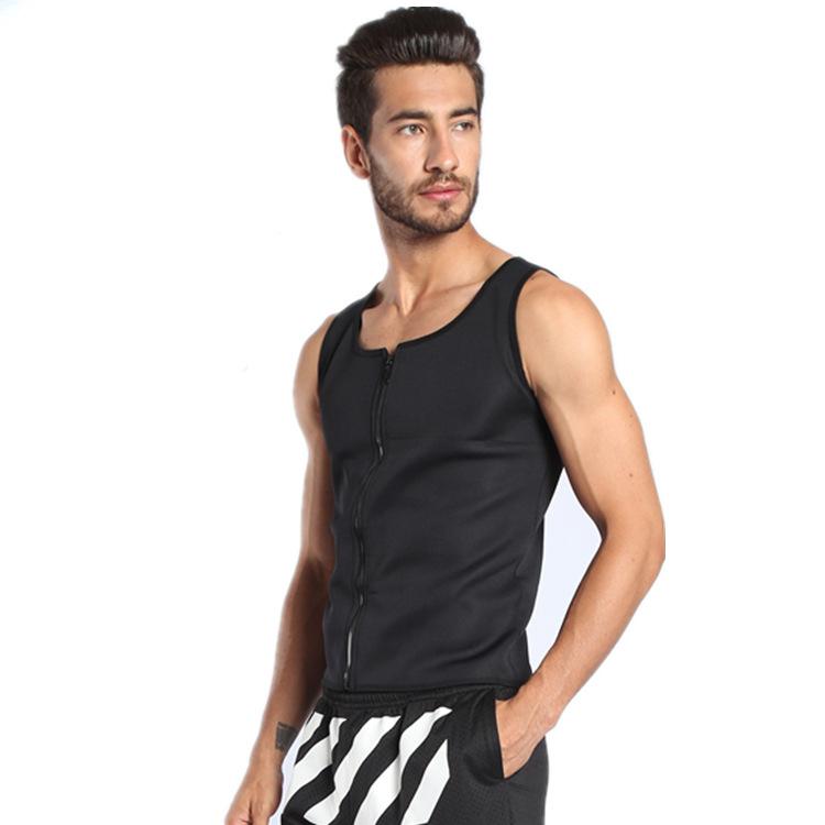 Мужской неопреновый костюм-сауна, горячий корсет для похудения с застежкой-молнией и тренажером для талии