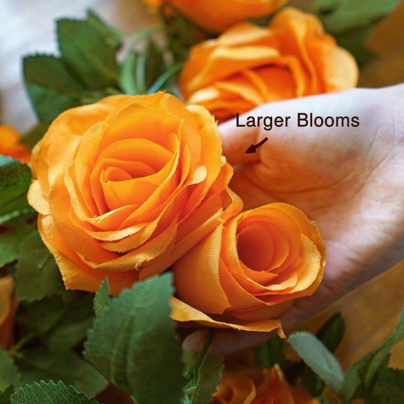 Artificial Silk Fabric, Orange Rose Vines, Halloween Artificial Green Plants, Flower Vines, Home Dining Table Decoration