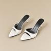 Wind Pointed Toe Thin Heel Wearing Slippers Women's Summer Patent Leather Word with Sandals Sexy High Heels
