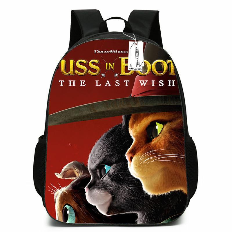Pussy Boots School Bag Anime Cartoon Backpack Digital Printing Polyester Backpack
