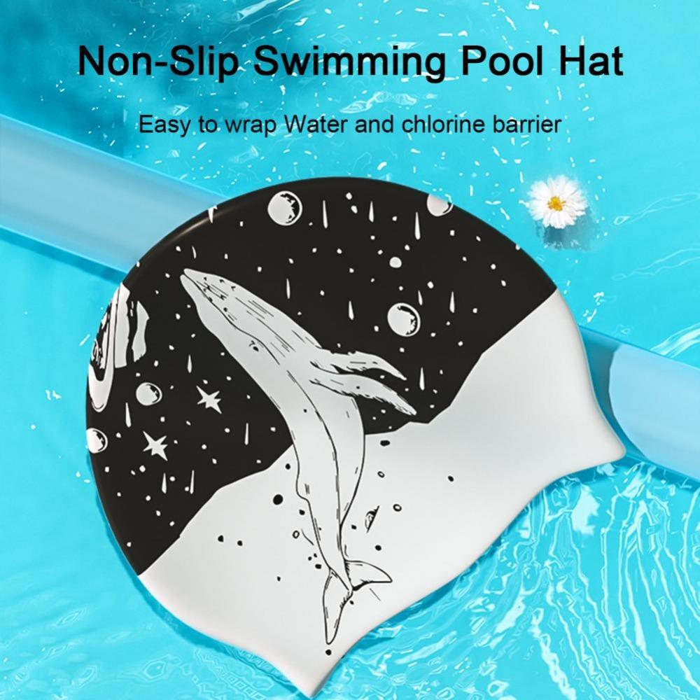 Double-sided Print Swimming Hat Silicone Silicone Swimming Cap Adult Printed Swim Cap for Swimming