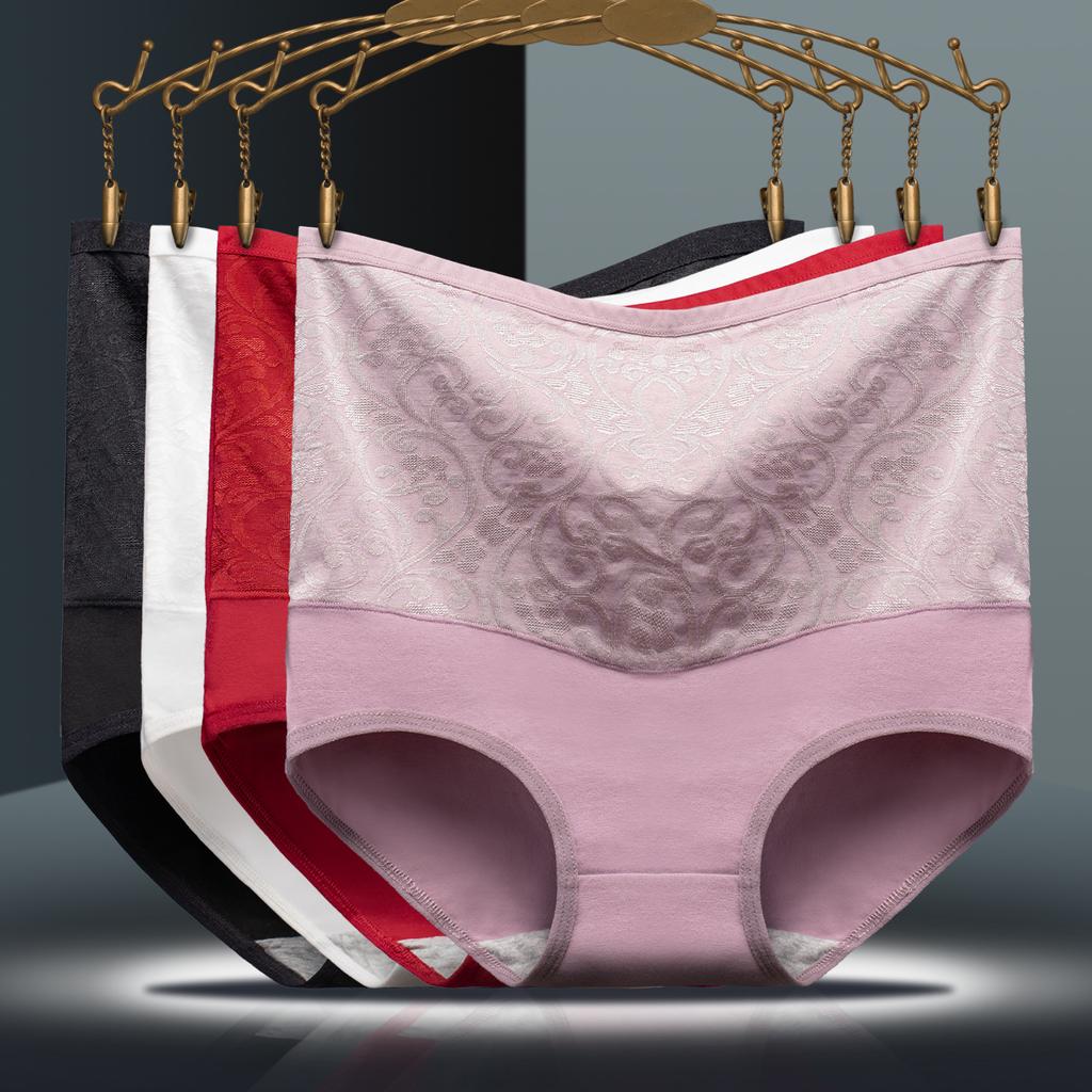 5 шт., женское нижнее белье с высокой талией, хлопковые дышащие трусики, женские трусы, большие размеры, нижнее белье