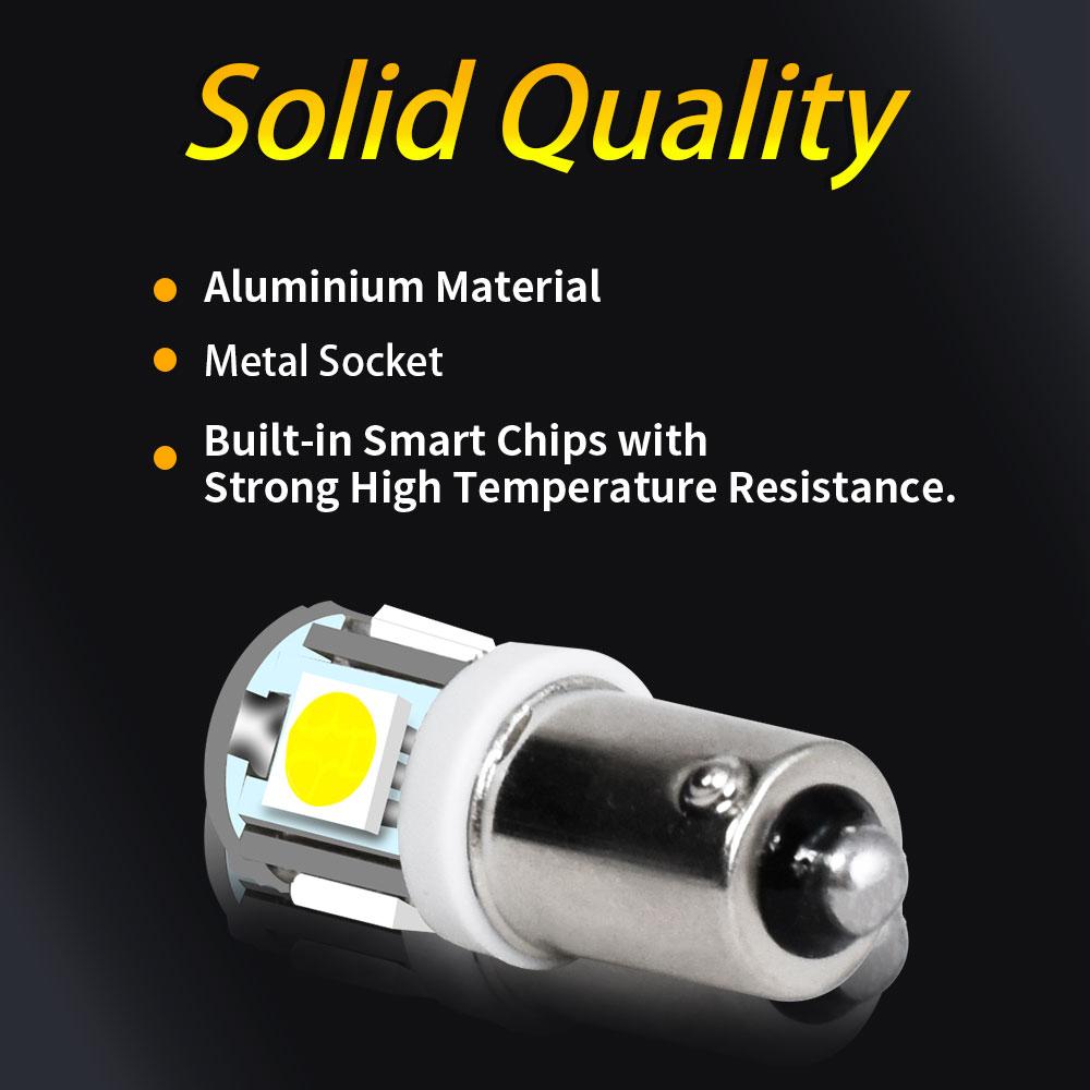 2/10 Pieces BA9S 180 Degree T4W H5W 5050 Grade A LED Chips 5SMD Bulbs for Car Backup Reverse Door Dome Turn Signal Reading Bulbs Bulbs 7