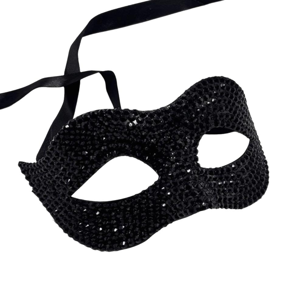 Plastic Halloween Rhinestone Mask Studded Design Masquerade Mask Luxury Half Face Mask Club