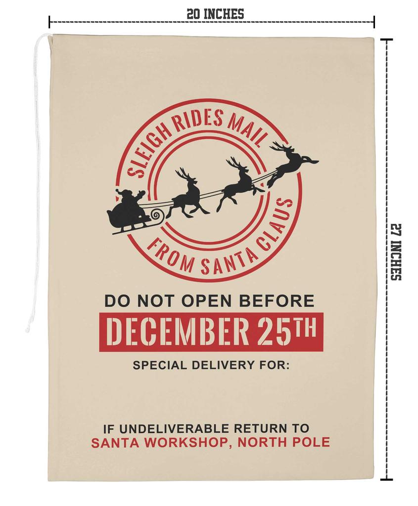 Printtoo Упаковка из 2 специальных рождественских мешков со шнурком, очень большого размера, для многоразового хранения рождественских подарков, 27x20 дюймов