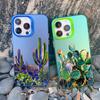 Чехол-накладка с рисунком кактусов для iPhone 13 Mini 12 11 Pro Max 15 14 13 Pro Max 15 14 Plus Ударопрочный Лазерный Задний Чехол