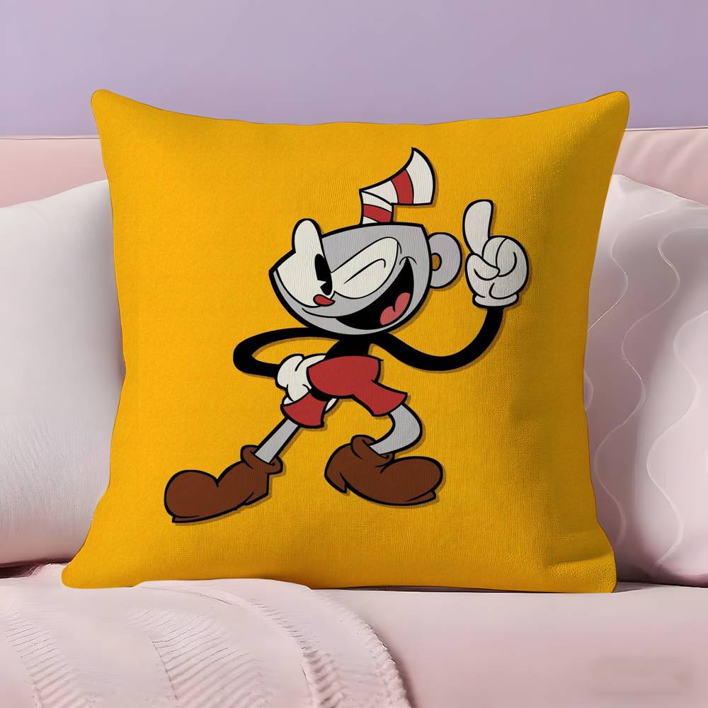 Классическая Милая Наволочка для Подушки C-Cuphead Ультра Мягкая Кожевенная Ткань Облачное Комфортное Ощущение и Скрытая Молния
