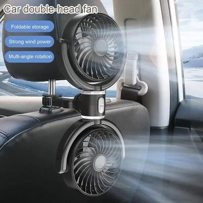 USB-вентилятор для автомобильного сиденья, двухголовые охлаждающие вентиляторы, 3 скорости, охладитель для заднего подголовника, портативный вращающийся на 270 градусов вентилятор