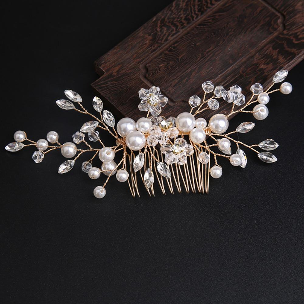 Pearls Rhinestone Leaves Wedding Hairstyles Jewelry Bridal Tiaras Hairbands Girls