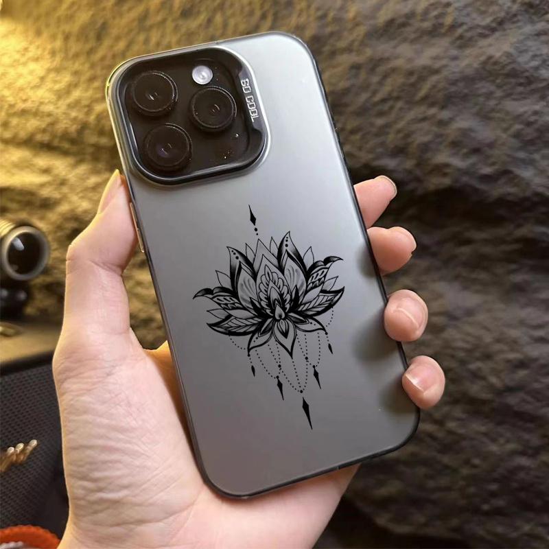 Ретро чехол для телефона с узором в виде цветка лотоса для iPhone 17 16 15 14 13 12 11 Pro/ Max/Plus ударопрочная задняя крышка защита от отпечатков пальцев