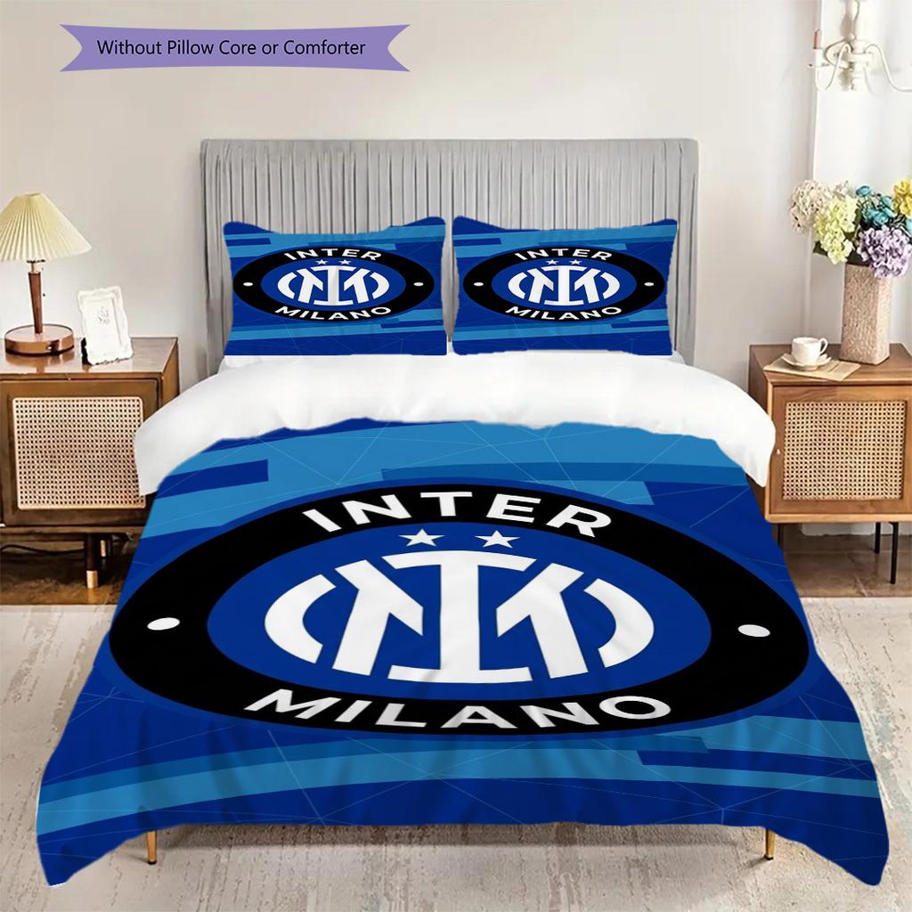 Inter Milan Emblem Design Bedding (1 * duvet cover + 2 * pillowcase, without core) Duvet cover and pillowcase Bedding set Christmas birthday gift