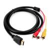 HDMI To RCA Cable, 1080P 5ft HDMI Male To 3-RCA Video Audio AV Cable Connector Adapter One-Way Transmitter for TV HDTV DVD