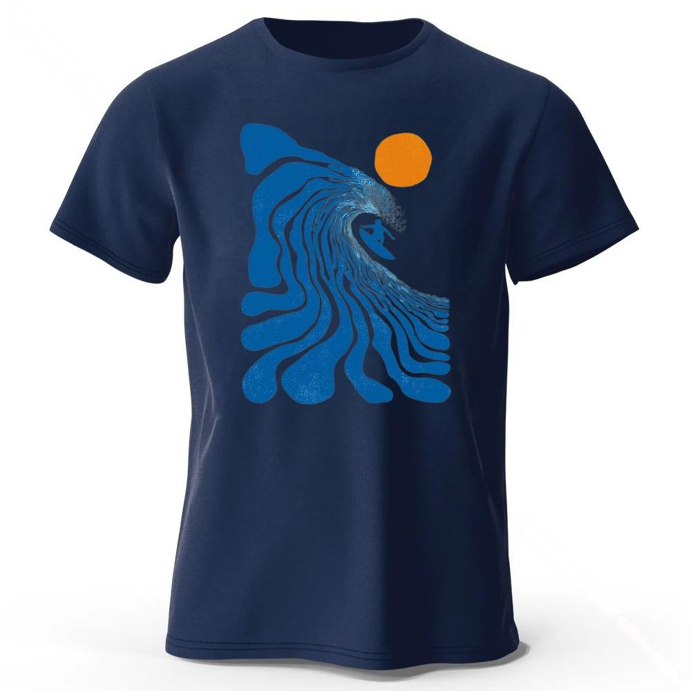 Summer Art Style Surfing Pure Cotton Short Sleeved Mens Daily Wear Plus Size Soft and Comfortable Travel Street Sports Tshirt