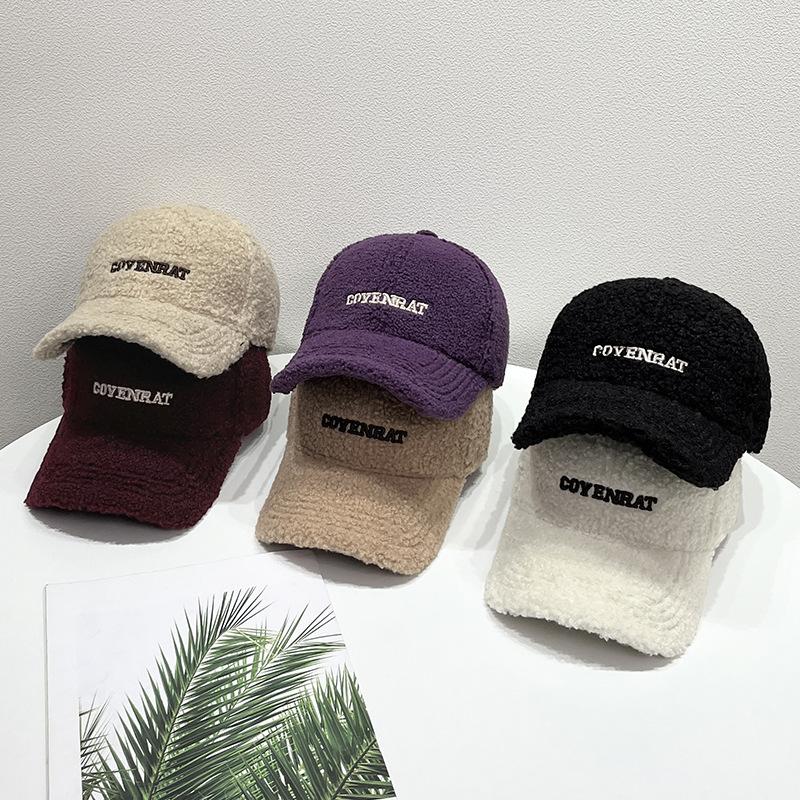 Новая бейсболка из овечьей шерсти с вышивкой букв, женская теплая шапка для осени и зимы