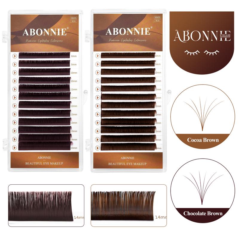 ABONNIE Cashmere Cocoa Chocolate Brown Fans Lashes Eyelashes Handmade Easy Fans Volume Lashes ExtensionsEasy Fans Extensions