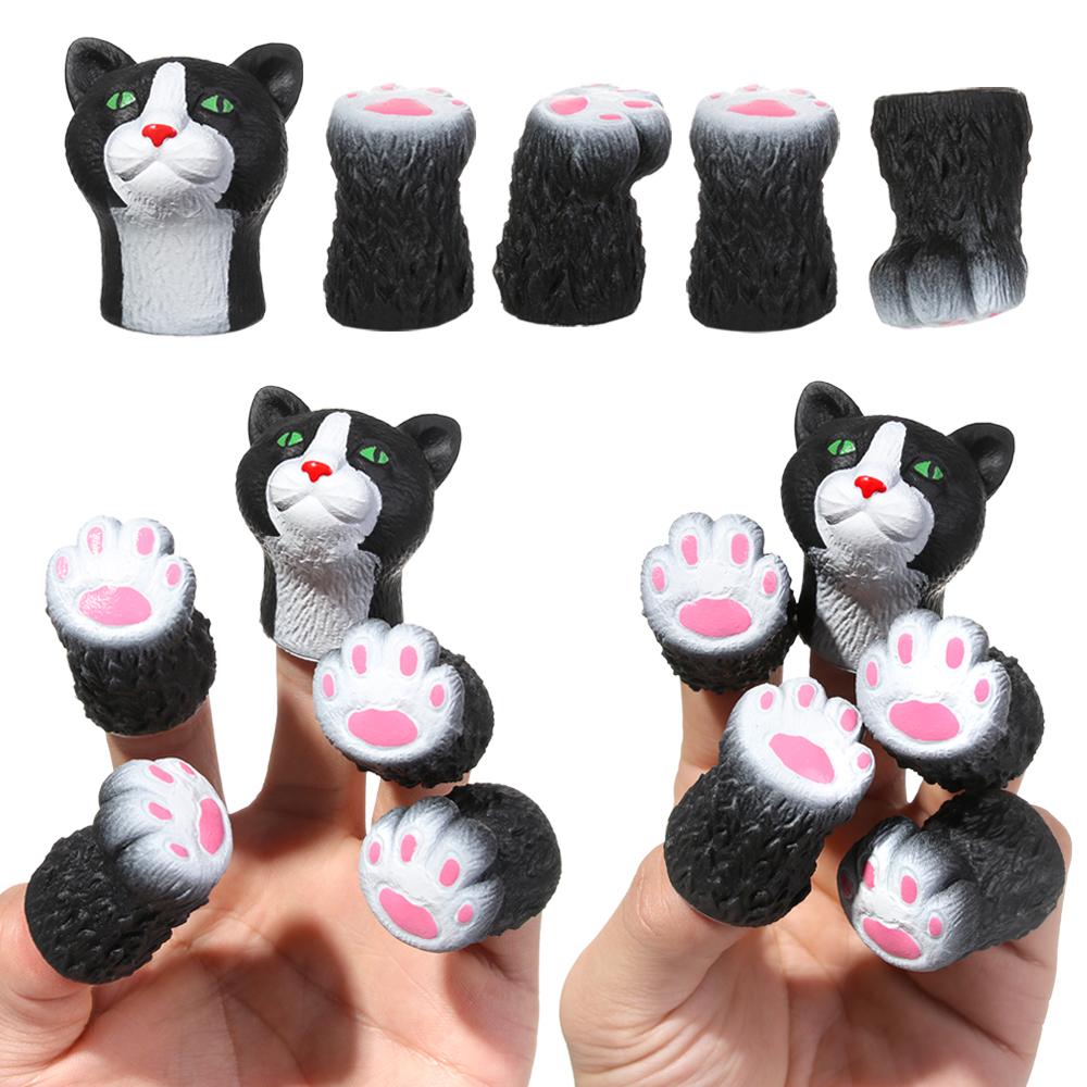 Washable Animal Cat Dog Hand Puppet Props Random Combination Finger Dolls