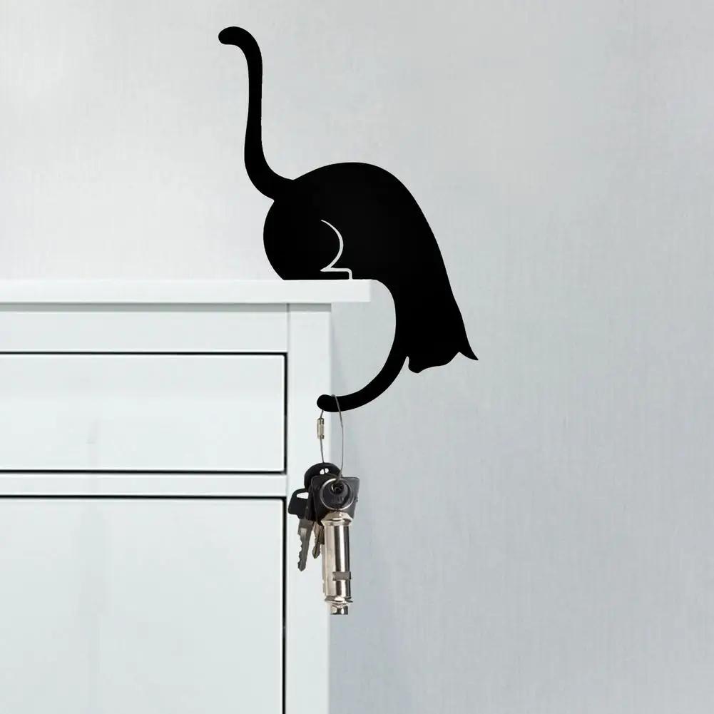 Creative Design Kitchen Wall Metal Hook Key Hanger Cat Tail Monkey Shaped Decor Holder Clothe Storage Rack Seamless Hook Tool