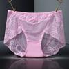 Женское кружевное нижнее белье, женские трусики больших размеров, прозрачные, бесшовные, сетчатые, хлопковые, с внутренней стороны, с треугольными чашечками и средней талией