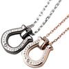 Парное ожерелье с бриллиантом, хирургическая нержавеющая сталь, мотив подковы, черный, розовый [White Clover] &