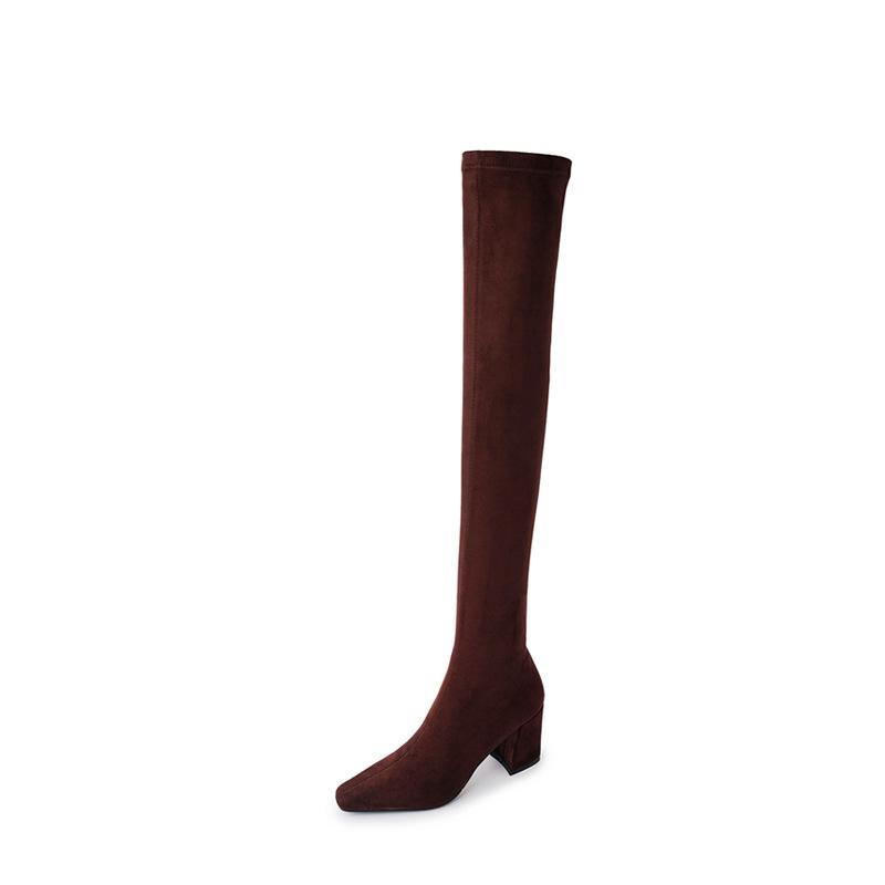 Manga Legs~ Ankara Red Suede Elastic Over Knee Boots Thick Heel Long Tube Skinny Boots High Heel Legs Socks Boots
