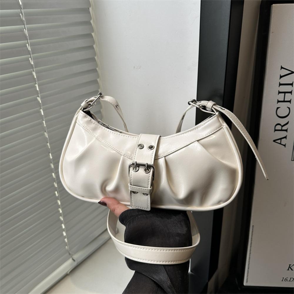 Винтажная сумка Y2k через плечо из искусственной кожи, сумочка для острой девушки, модная сумка-багет с пряжкой, женская