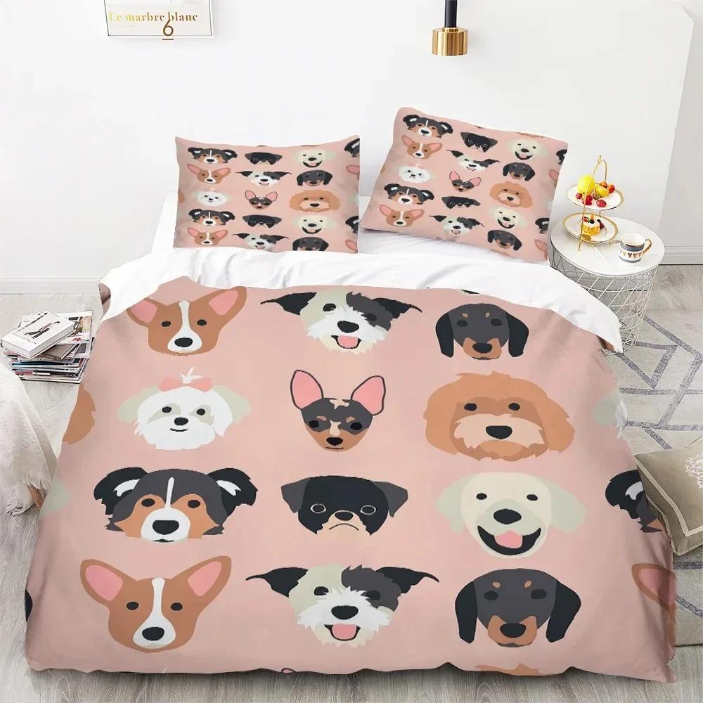 Cute Cartoon Dogs Animal 3D Duvet Cover Bedding Set Comforter Linen Pillowcases Quilt Cover Home Decor Single Double Twin