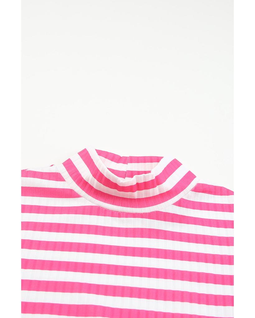 Azura Exchange Футболка с длинными рукавами и текстурированным узором в полоску цвета клубники и розового цвета