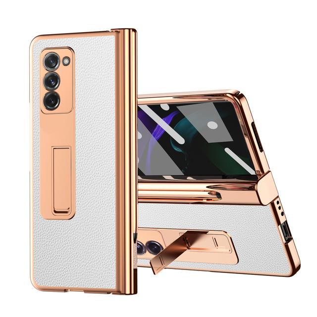 Защитный чехол из закаленного стекла с полной защитой для Samsung Galaxy Z Fold 3 4 Fold4 Fold3 Fold2 Fold 2 5g Кожаный чехол-держатель для ручек