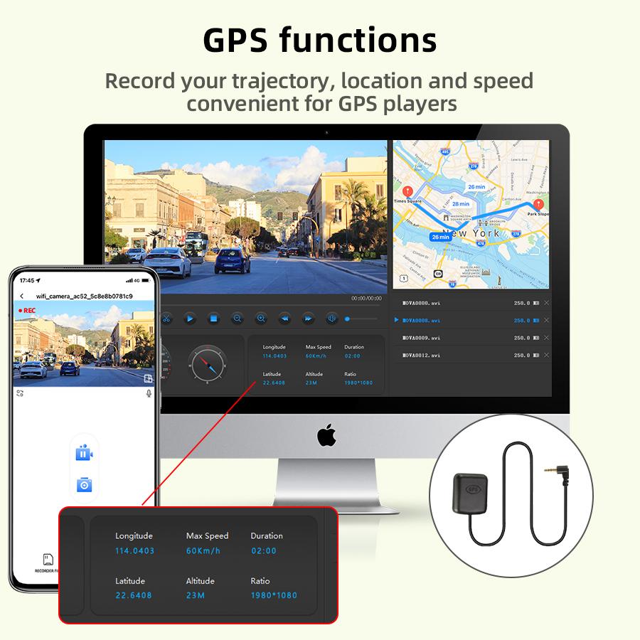 E-ACE 2.5K Car Dvr with WIFI, GPS, 3 Cameras and 12 - Inch IPS Touch Screen Is a Mirror Dash Cam Video Recorder with Night Vision.