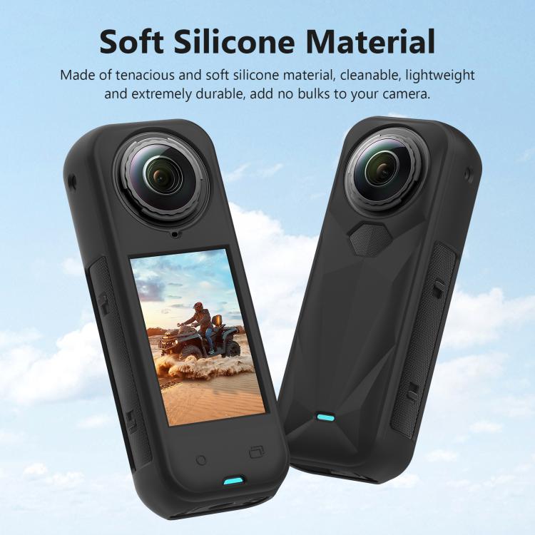 Для Insta360 X5 PULUZ Силиконовый Защитный Чехол с Крышкой для Объектива (черный)