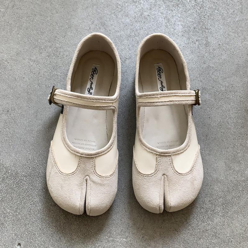 IPPEUM Красные Балетные Кеды Разделенный Носок Балетки Туфли на Плоской Подошве Ремешки с Пряжкой Таби Кеды Балетная Обувь