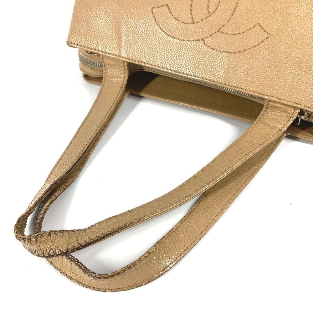CHANEL vintage CC CC Mark logo Tote Bag Shoulder Bag Caviar Leather Beige