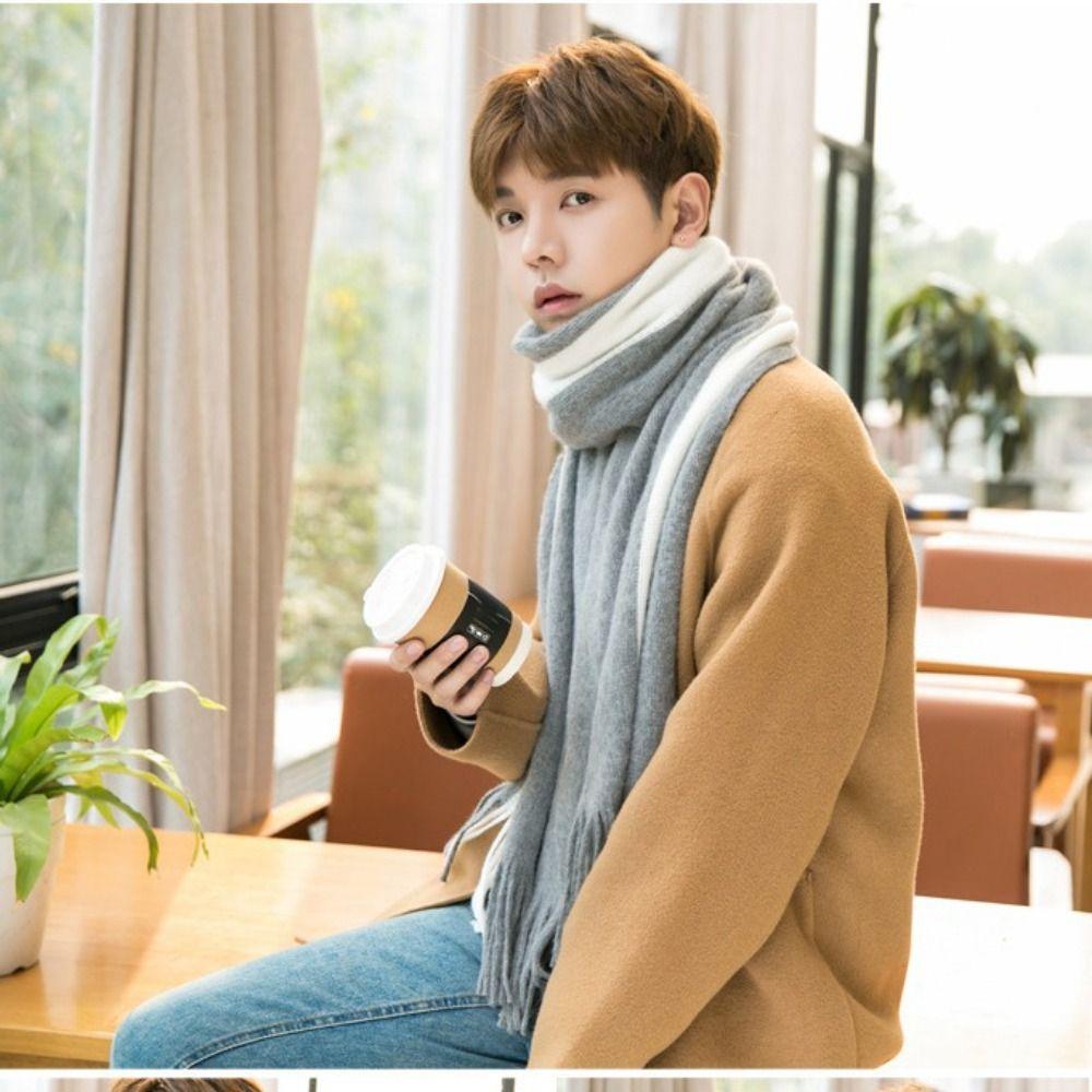 Windproof Long Wool Tassel Scarf Korean Style Winter Neckerchief Men Cashmere Scarf Women/Male