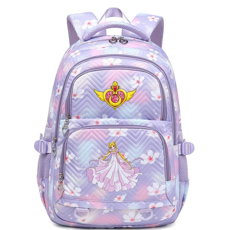 Youth Campus Style Cartoon Print Multi-Compartment Lightweight School Backpack Teen Girls Boys