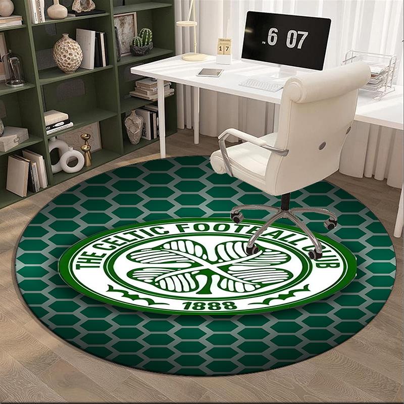 1PC round rug Cel-tic Football Club Crest Printed Round Area Rug ,Rug For Home Office, Round Chair Rug, Decorative Carpet Fan gifts Christmas gift