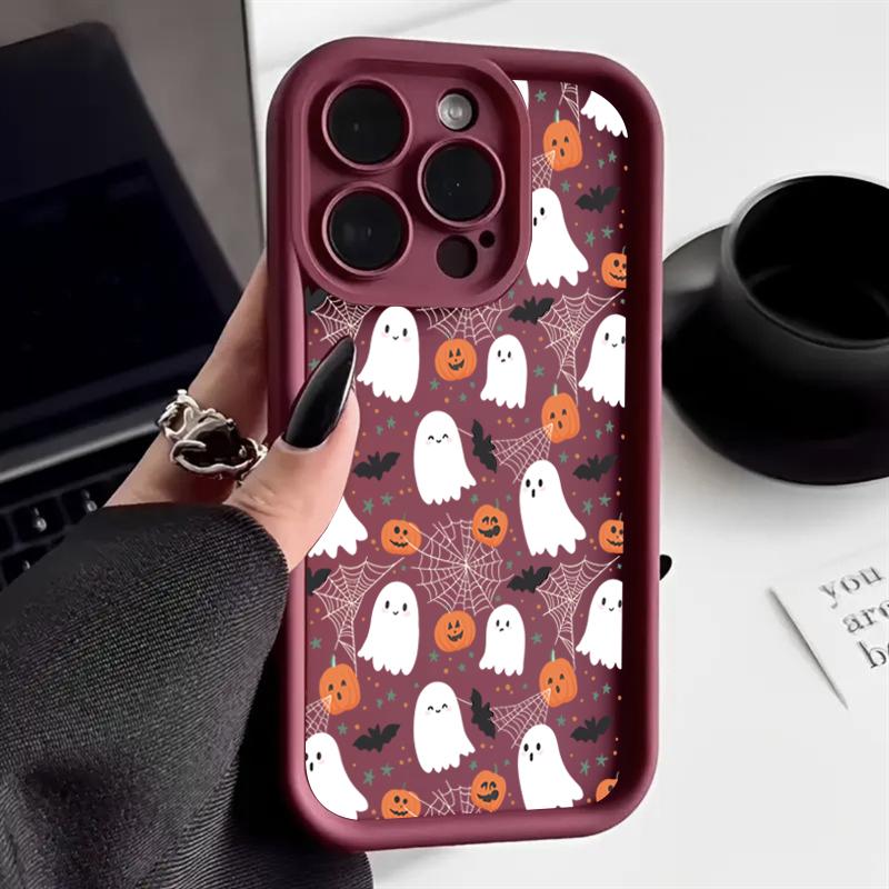 Силиконовый чехол для телефона на Хэллоуин с тыквой и привидением для iPhone 16 15 14 13 12 11 Pro Max 17 Air 16E X XR XS Max 7 8 Plus Мягкий чехол