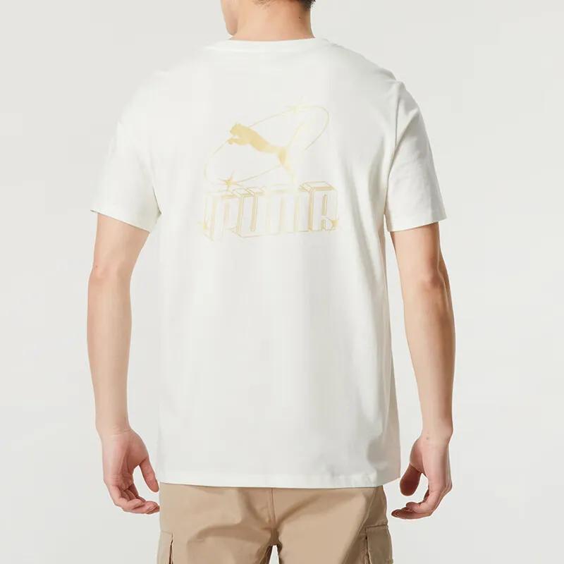 PUMA T Shirts Unisex White Crew Neck Moderate Straight Fit (Unisex) T-Shirts 682344 65
