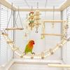 8Pcs Set Wood Parrot Set Bell Perch Hanging Hammock Combination Bird Swing Climbing Ladder Parrot Training Cockatiel