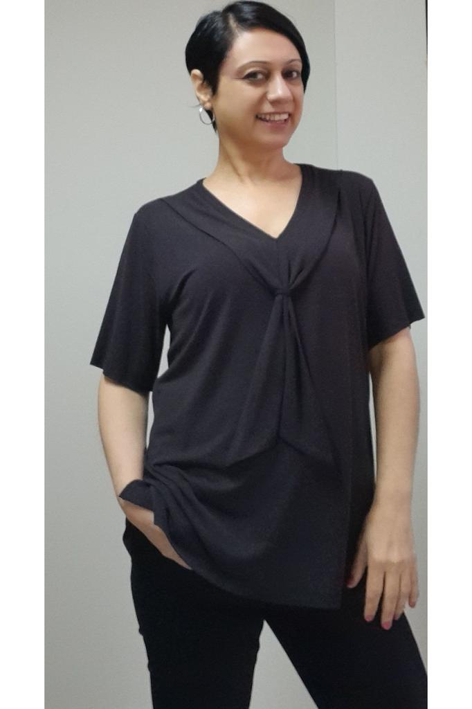 Женская стильная футболка большого размера, черный шарф-воротник, футболка с короткими рукавами из чесаной вискозы