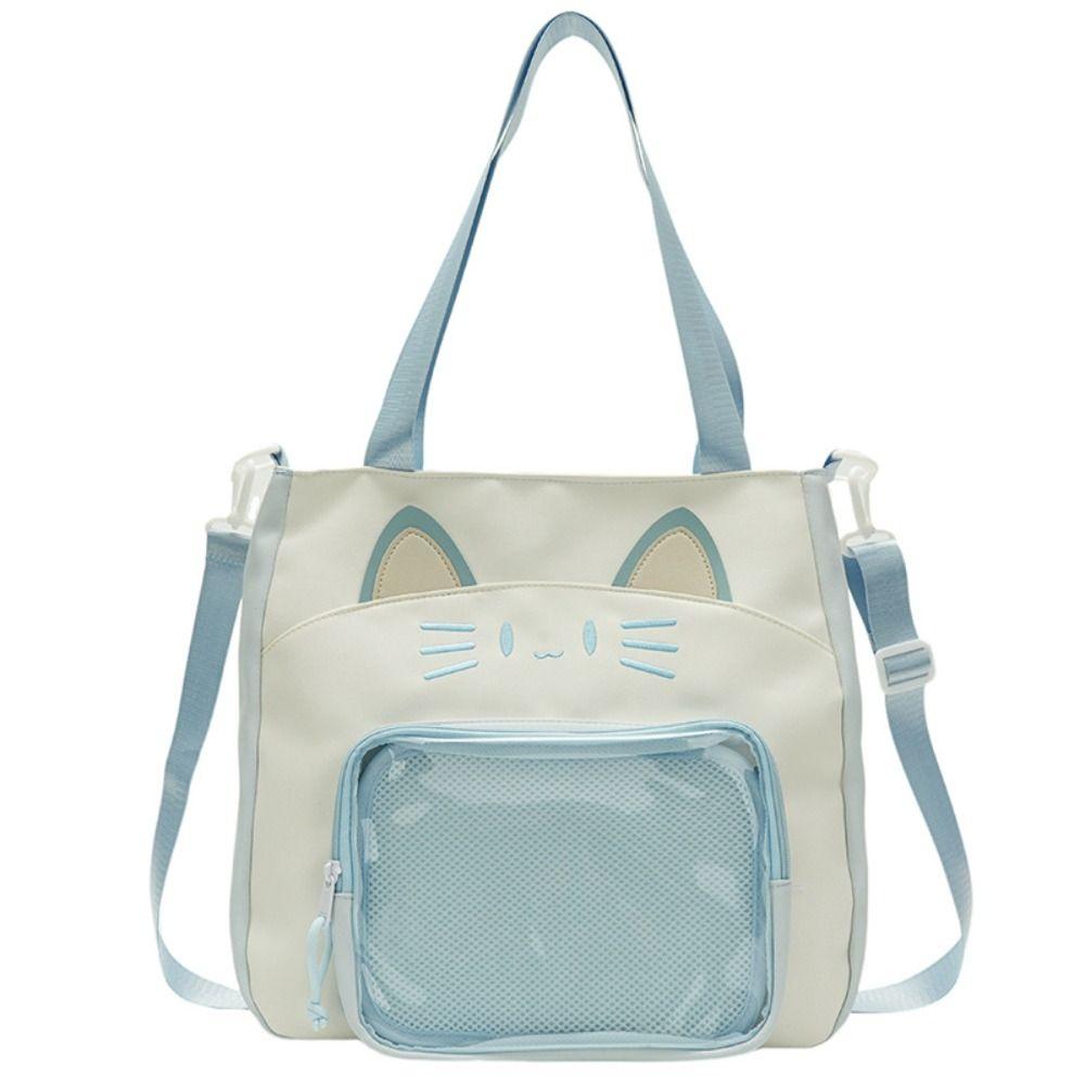 Nylon Transparent Pocket Zipper Bag Fashion Backpacks Pouch Bag Kawaii Cat Itabag  Children