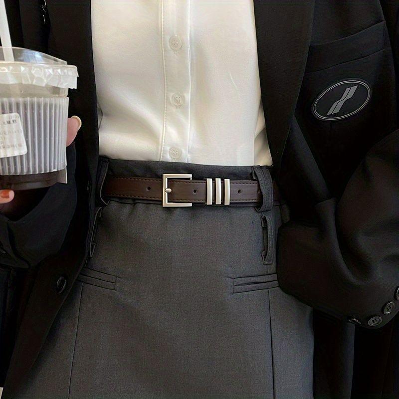 Стильный минималистичный ремень для корейских женщин с металлическим кругом, идеально подходящий для юбок и джинсов