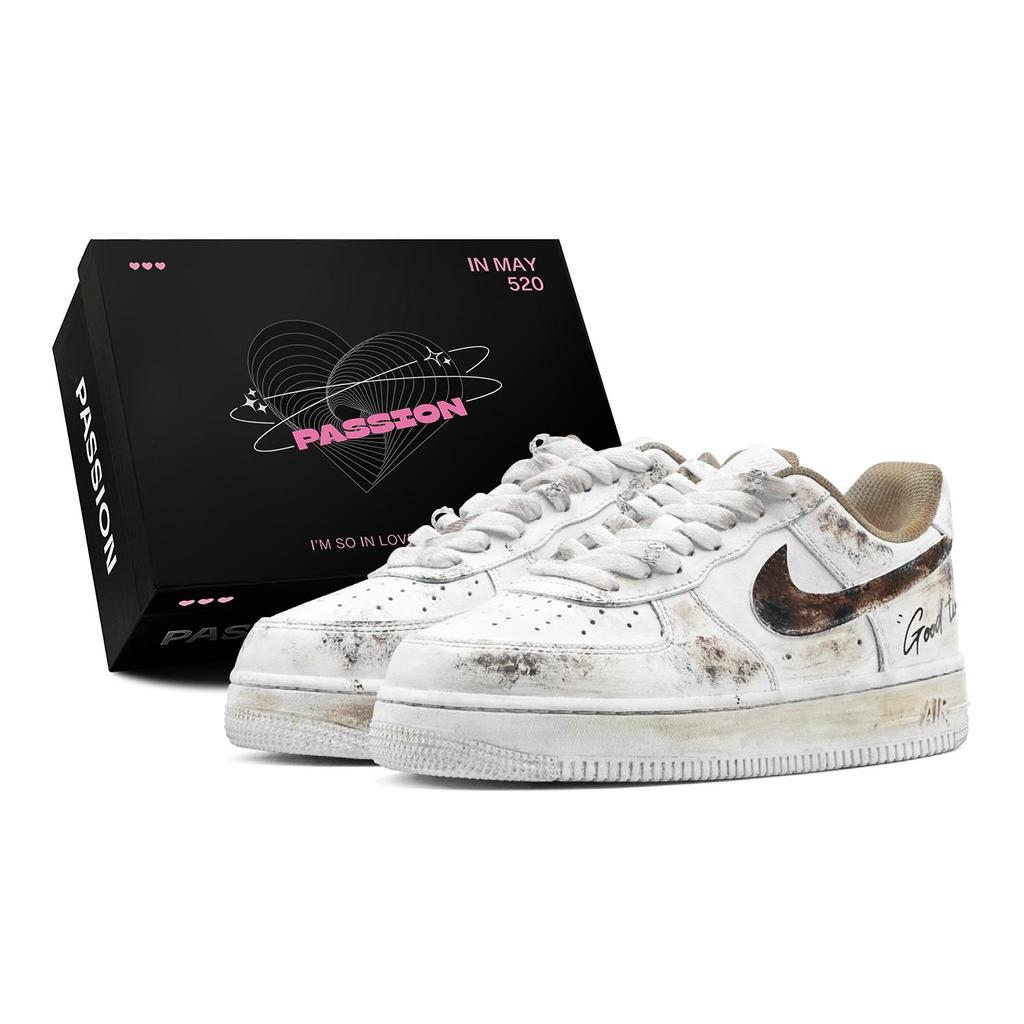 Nike Air Force 1 Air Force 1, Time Seal, Rust Trace, Fashion Individual Low top Casual Skate Shoes Men's Brown Black CW2288-111(TeamS2-S-BOX)