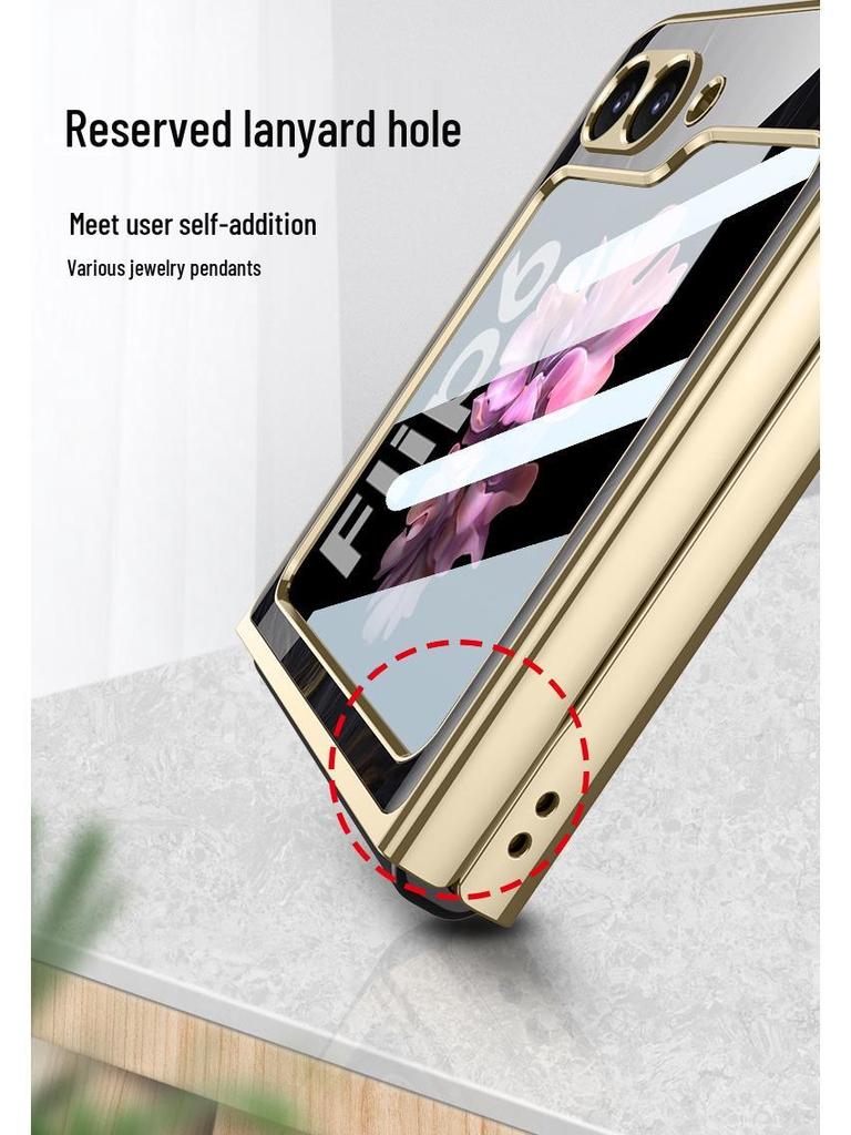 Чехол для складного телефона Samsung Z Flip 6 с уникальным рисунком и механической крышкой-раскладушкой из стекла