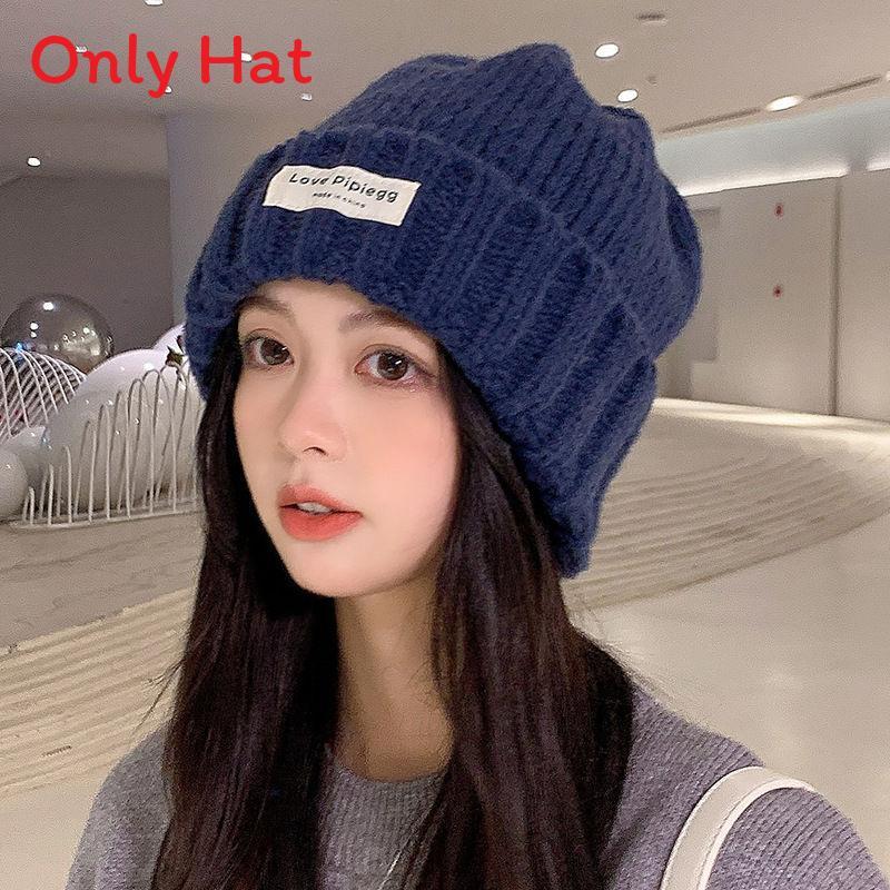 College Style Knitted Hat For Women With Warm Fleece For Winter Outdoor Activities